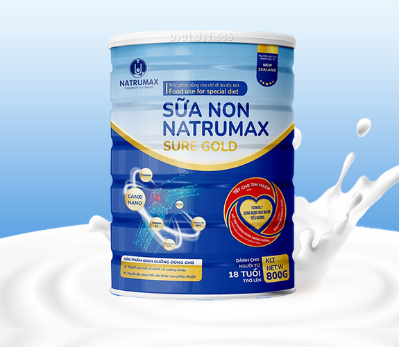 Sữa non Natrumax Sure Gold dinh dưỡng tuyệt vời dành cho người bị tim mạch, tiểu đường và xương khớp