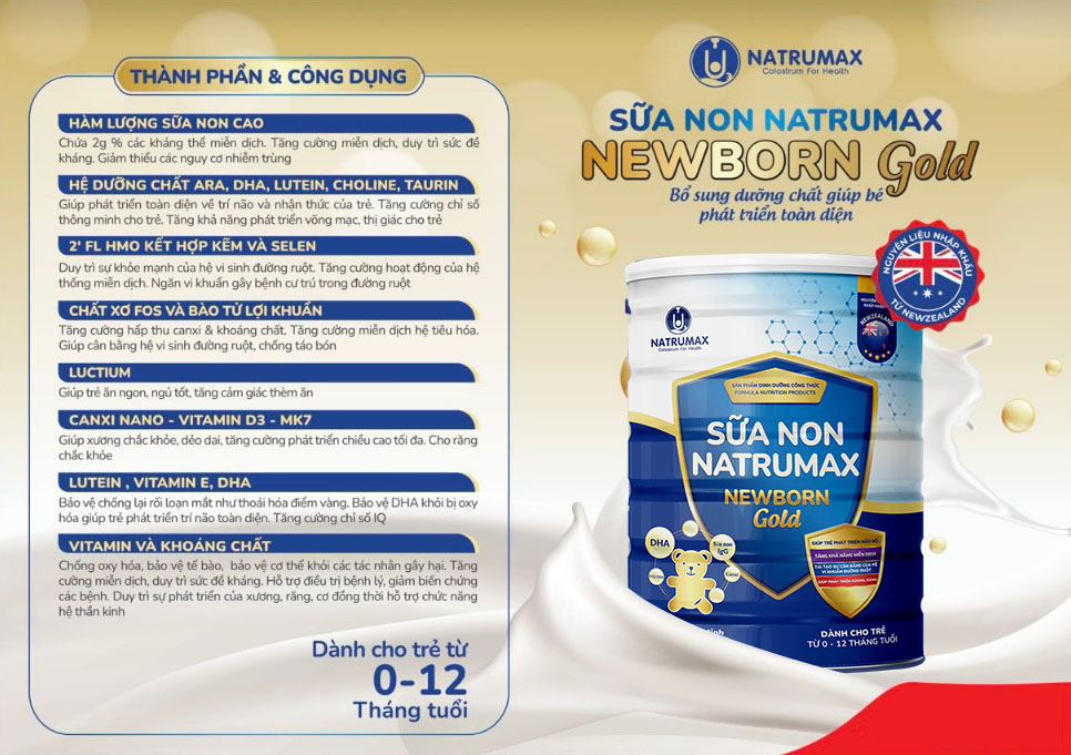 Công dụng đặc biệt của sữa non Natrumax Newborn Gold